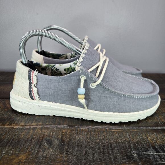 Hey Dude Wendy Fringe Womens Size 6 Slip On Shoes Natural Collection Low Indigo - Picture 1 of 11